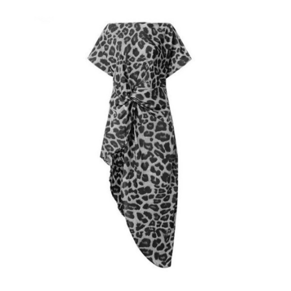 🆕️Gray Leopard Print Asymmetrical Blouse - Picture 2 of 5